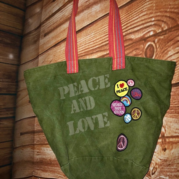 Concept One Accessories Green Peace and Love Tote - Picture 2 of 8